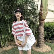 カットソー 5分袖 レディース 女性 婦人服 トップス ボーダー ラウンドネック シンプル カジュアル 着回し 定番 お出かけ お散歩 部屋着