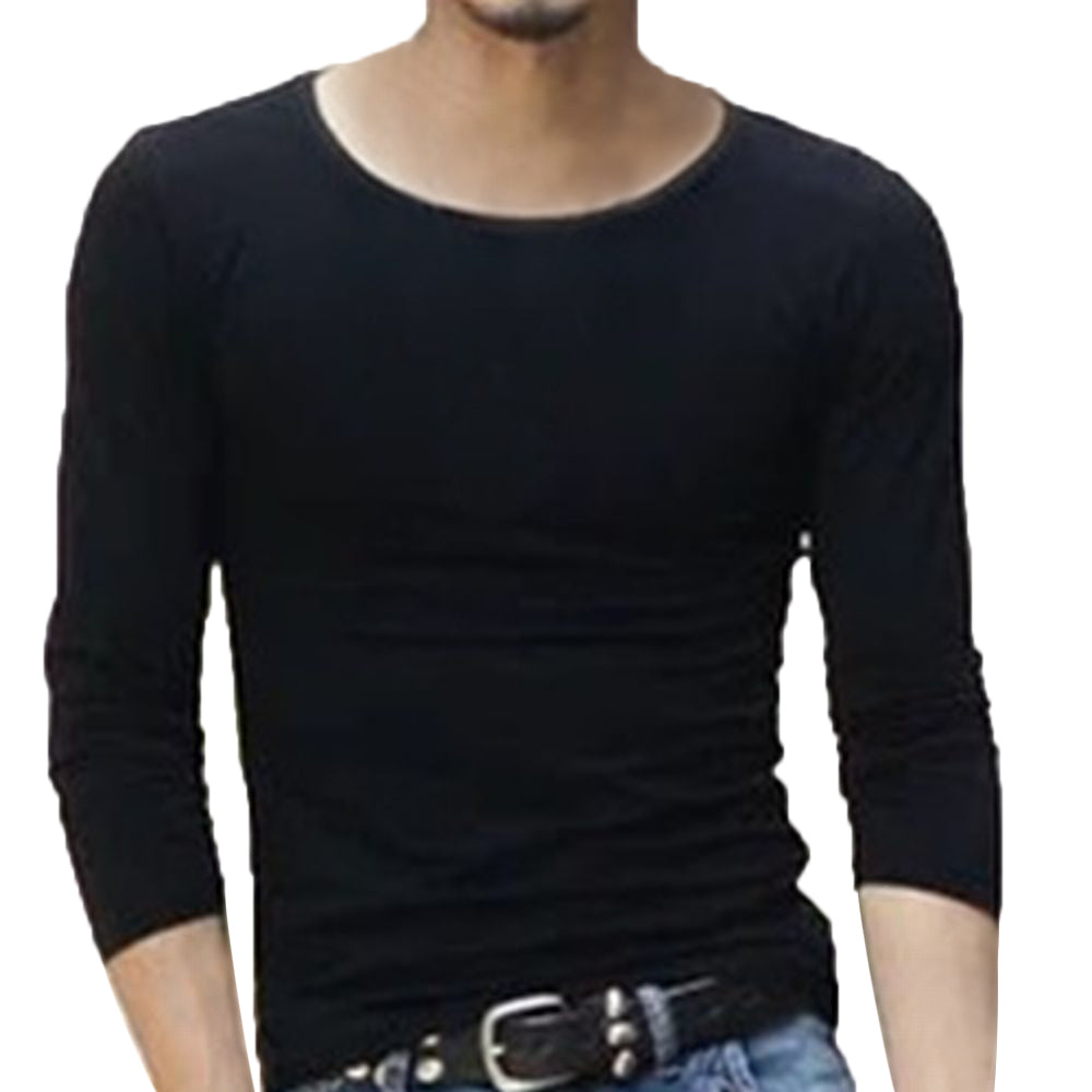 長袖Tシャツ 長袖カットソー ロンT クルーネックTシャツ VネックTシャツ メンズ 【クルーネック】ブラック バリエーション画像