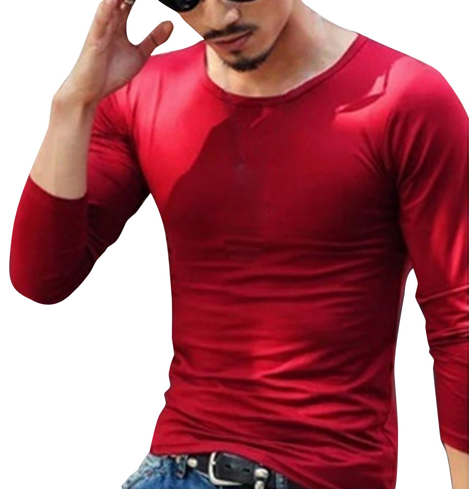 長袖Tシャツ 長袖カットソー ロンT クルーネックTシャツ VネックTシャツ メンズ 【クルーネック】レッド バリエーション画像