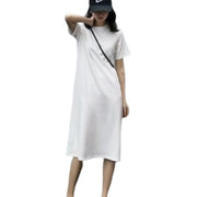 Tシャツワンピース ワンピース ロング レディース クルーネック 半袖 プルオーバー 大きいサイズ有 無地 単色 体型カバー 楽チン おしゃれ かわいい カジュアル デイリー ルームウェア 部屋着 リラックスウェア 女性用 婦人服