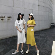 Tシャツワンピース ワンピース ロング レディース クルーネック 半袖 プルオーバー 大きいサイズ有 無地 単色 体型カバー 楽チン おしゃれ かわいい カジュアル デイリー ルームウェア 部屋着 リラックスウェア 女性用 婦人服