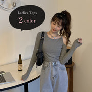 カットソー レディース 女性 トップス 長袖 丸首 ラウンドネック プルオーバー カットアウェイショルダー アシンメトリー 左右非対称 無地 グレー ブラック シンプル カジュアル フェミニン セクシー 大人女子 春 秋