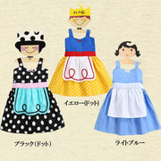 ワンピース ベビー キッズ ノースリーブ ドット 切り替え エプロン イエロー ブラック ライトブルー 80cm 90cm 100cm 110cm 120cm 130cm 140cm
