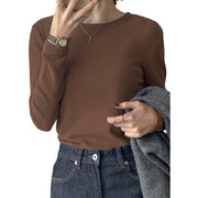 カットソー 長袖 クルーネック レディース 女性 婦人服 トップス 丸首 ロングTシャツ ベロア ラウンドネック 無地 単色 シンプル カジュアル
