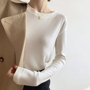 カットソー 長袖 クルーネック レディース 女性 婦人服 トップス 丸首 ロングTシャツ ベロア ラウンドネック 無地 単色 シンプル カジュアル