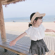 ブラウス プルオーバー 子供用 キッズ ベビー 女の子 子供服 トップス 半袖 丸襟 丸首 袖ゴム 花柄 白 オフホワイト フリル かわいい