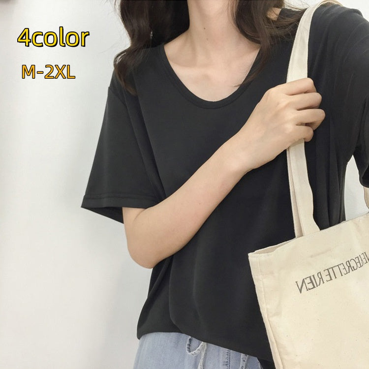 Tシャツ 半袖 レディース 大きいサイズ トップス カットソー ゆったり Vネック ドロップショルダー シンプル無地 カジュアル