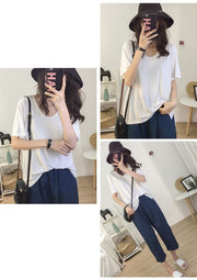 Tシャツ 半袖 レディース 大きいサイズ トップス カットソー ゆったり Vネック ドロップショルダー シンプル無地 カジュアル