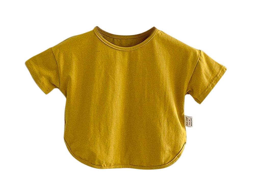 カットソー Tシャツ キッズ ベビー 子供用 女の子 男の子 トップス 半袖 ラウンドネック ラウンドカット 無地 シンプル ソリッドカラー お洒落 可愛い 合わせやすい 着回し力 ヘビロテ