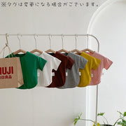 カットソー Tシャツ キッズ ベビー 子供用 女の子 男の子 トップス 半袖 ラウンドネック ラウンドカット 無地 シンプル ソリッドカラー お洒落 可愛い 合わせやすい 着回し力 ヘビロテ