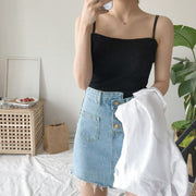 キャミソール リブニット レディース トップス リブ編み 無地 シンプル ソリッドカラー 婦人服 ダブルストラップ 着回し 定番 サマーニット 外出 お出掛け 部屋着 ラフ 女性 フリーサイズ