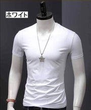 Tシャツ 半袖 トップス Vネック メンズ 男性 無地 大きいサイズ インナーシャツ シンプル カジュアル ホワイト ブラック ワイン ネイビー グレー 着回し