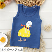 タンクトップ ノースリーブ 子供服 キッズ ベビー 男の子 女の子 トップス プリント おしゃれ かわいい プルオーバー ラウンドネック 恐竜 車 クルマ イチゴ ウサギ アヒル イルカ スター 女児 男児 子ども こども