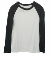 長袖カットソー レディース トップス 長袖Tシャツ プルオーバー 丸首 ラウンドネック クルーネック 2色使い シンプル 着回し力 カジュアル ラフ おしゃれ かわいい ブラック 黒 女性用 婦人用