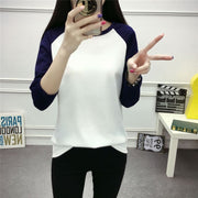 長袖カットソー レディース トップス 長袖Tシャツ プルオーバー 丸首 ラウンドネック クルーネック 2色使い シンプル 着回し力 カジュアル ラフ おしゃれ かわいい ブラック 黒 女性用 婦人用