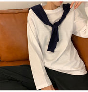 Tシャツ 長袖 レディース トップス カットソー 無地 単色 クルーネック プルオーバー シンプル 大きいサイズ有 着回し 定番 ベーシック カジュアル デイリー 普段着 女性用 婦人服