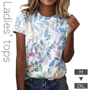 Tシャツ カットソー レディース 女性 トップス 半袖 クルーネック リーフ ボタニカル カジュアル 普段使い 大きいサイズ プルオーバー おしゃれ