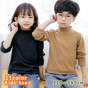 カットソー 長袖  タートルネック Tシャツ トップス 単色 無地 キッズ 男の子 女の子 子供服 子ども シンプル おしゃれ 着回し かわいい ハイネック デイリー 通園 通学 カジュアル 秋 冬