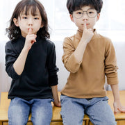 カットソー 長袖  タートルネック Tシャツ トップス 単色 無地 キッズ 男の子 女の子 子供服 子ども シンプル おしゃれ 着回し かわいい ハイネック デイリー 通園 通学 カジュアル 秋 冬