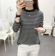 Tシャツ 長袖 レディース カットソー トップス ロンT プルオーバー ボーダー柄 シンプル カジュアル ブラック ホワイト