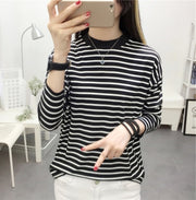 Tシャツ 長袖 レディース カットソー トップス ロンT プルオーバー ボーダー柄 シンプル カジュアル ブラック ホワイト