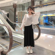 カットソー 長袖 ラウンドネック シアー レディース トップス 透け感 ドロスト ドロップショルダー カジュアル 英字 プリント 婦人服