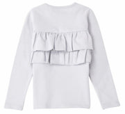 子供服 女の子 ガールズ フリル トップス フリルトップス カットソー ロンT 長袖Tシャツ Tシャツ バックフリル キッズ ジュニア 100 110 120 130 140 ラウンドネック 丸首 かわいい 可愛い 10分袖 十分袖 シンプル くすみカラー 無地 着まわし 着回し ヘビロテ カラバリ豊富 通園 通学 女児 ベビー服
