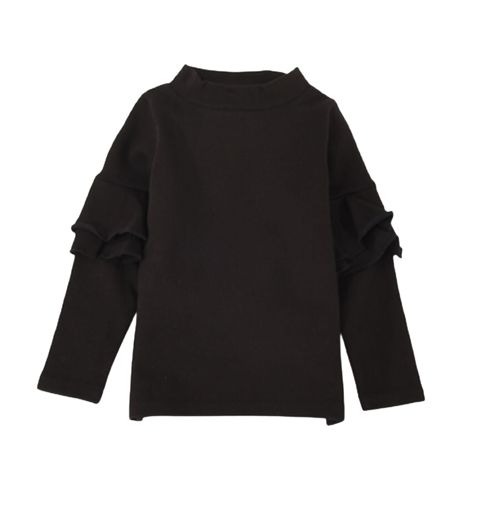 子供服 フリル トップス フリルトップス カットソー 袖フリル 袖フリルトップス ロンT 長袖Tシャツ Tシャツ 無地 キッズ ジュニア 女の子 100 110 120 130 140 十分袖 シンプル ガーリー かわいい 可愛い 着まわし 着回し ヘビロテ カジュアル くすみカラー カラバリ豊富 丸首 ラウンドネック 通園 通学 こども 子ども