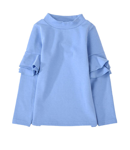 子供服 フリル トップス フリルトップス カットソー 袖フリル くすみブルー バリエーション画像