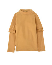 子供服 フリル トップス フリルトップス カットソー 袖フリル 袖フリルトップス ロンT 長袖Tシャツ Tシャツ 無地 キッズ ジュニア 女の子 100 110 120 130 140 十分袖 シンプル ガーリー かわいい 可愛い 着まわし 着回し ヘビロテ カジュアル くすみカラー カラバリ豊富 丸首 ラウンドネック 通園 通学 こども 子ども