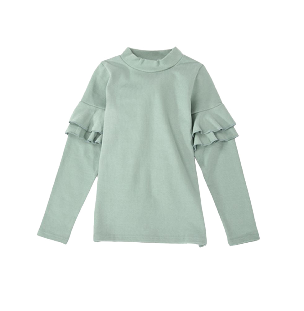 子供服 フリル トップス フリルトップス カットソー 袖フリル グリーン バリエーション画像