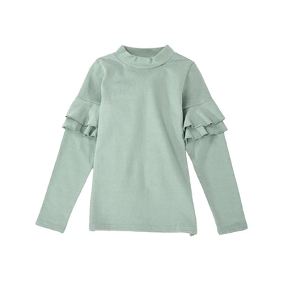 子供服 フリル トップス フリルトップス カットソー 袖フリル グリーン バリエーション画像