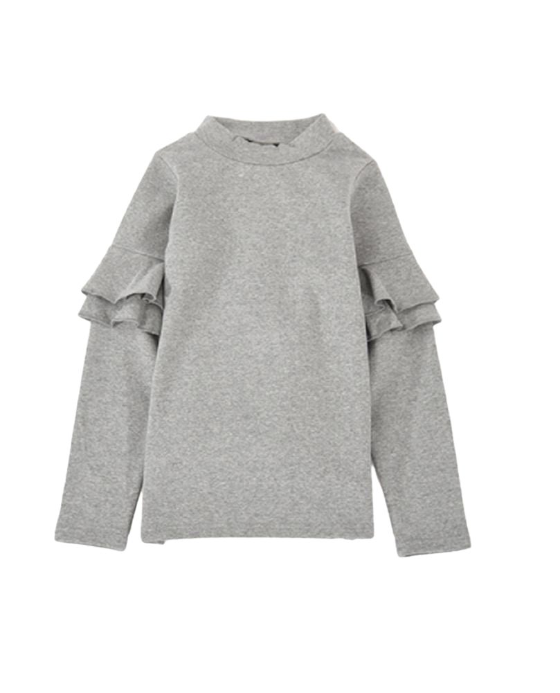 子供服 フリル トップス フリルトップス カットソー 袖フリル 杢グレー バリエーション画像