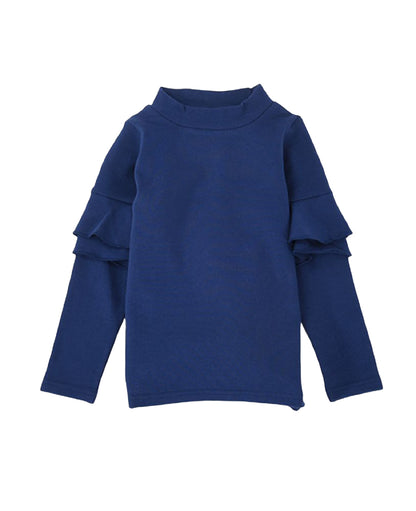 子供服 フリル トップス フリルトップス カットソー 袖フリル ネイビー バリエーション画像