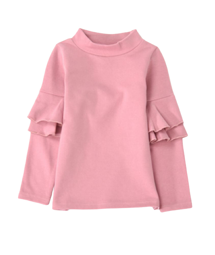 子供服 フリル トップス フリルトップス カットソー 袖フリル くすみピンク バリエーション画像