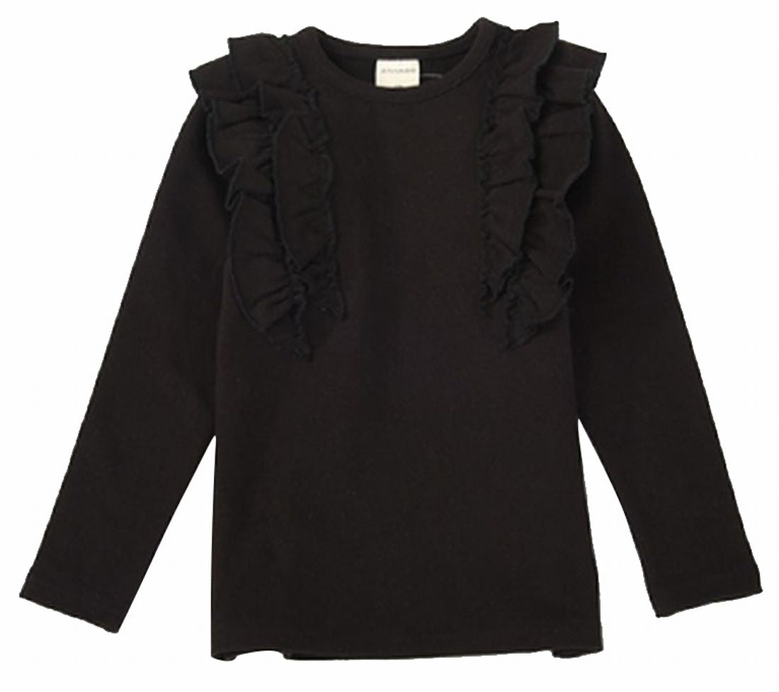 子供服 フリルトップス フリル トップス ロンT 長袖Tシャツ ブラック バリエーション画像