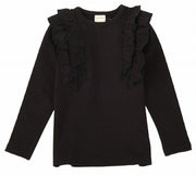 子供服 フリルトップス フリル トップス ロンT 長袖Tシャツ キッズ Tシャツ カットソー 長袖 ロングTシャツ 子供 ジュニア 女の子 100 110 120 130 140 十分袖 子ども こども ガールズ 女児 丸首 ラウンドネック クルーネック かわいい くすみカラー 無地 着まわし ヘビロテ カラバリ豊富