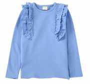 子供服 フリルトップス フリル トップス ロンT 長袖Tシャツ キッズ Tシャツ カットソー 長袖 ロングTシャツ 子供 ジュニア 女の子 100 110 120 130 140 十分袖 子ども こども ガールズ 女児 丸首 ラウンドネック クルーネック かわいい くすみカラー 無地 着まわし ヘビロテ カラバリ豊富