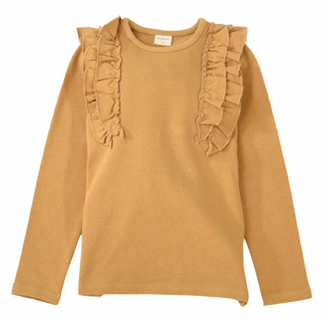 子供服 フリルトップス フリル トップス ロンT 長袖Tシャツ キャメル バリエーション画像
