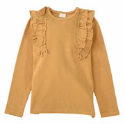 子供服 フリルトップス フリル トップス ロンT 長袖Tシャツ キッズ Tシャツ カットソー 長袖 ロングTシャツ 子供 ジュニア 女の子 100 110 120 130 140 十分袖 子ども こども ガールズ 女児 丸首 ラウンドネック クルーネック かわいい くすみカラー 無地 着まわし ヘビロテ カラバリ豊富