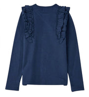 子供服 フリルトップス フリル トップス ロンT 長袖Tシャツ キッズ Tシャツ カットソー 長袖 ロングTシャツ 子供 ジュニア 女の子 100 110 120 130 140 十分袖 子ども こども ガールズ 女児 丸首 ラウンドネック クルーネック かわいい くすみカラー 無地 着まわし ヘビロテ カラバリ豊富