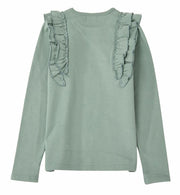 子供服 フリルトップス フリル トップス ロンT 長袖Tシャツ キッズ Tシャツ カットソー 長袖 ロングTシャツ 子供 ジュニア 女の子 100 110 120 130 140 十分袖 子ども こども ガールズ 女児 丸首 ラウンドネック クルーネック かわいい くすみカラー 無地 着まわし ヘビロテ カラバリ豊富
