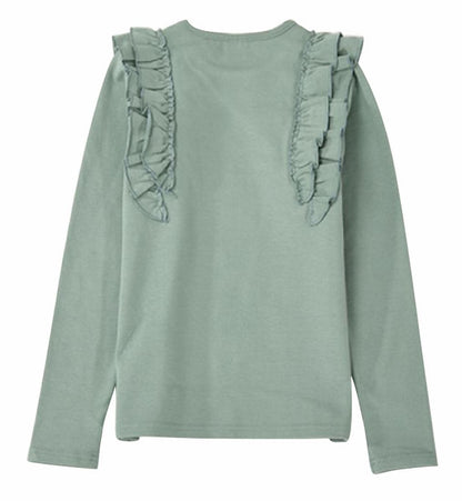 子供服 フリルトップス フリル トップス ロンT 長袖Tシャツ グリーン バリエーション画像