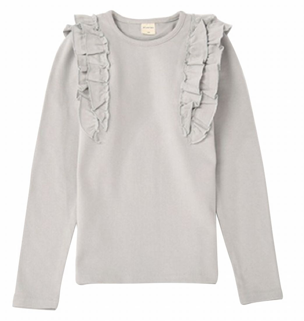 子供服 フリルトップス フリル トップス ロンT 長袖Tシャツ ライトグレー バリエーション画像