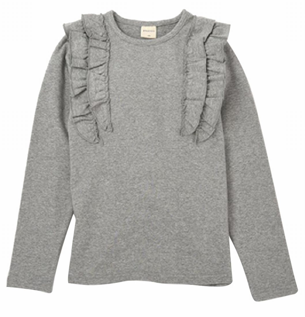 子供服 フリルトップス フリル トップス ロンT 長袖Tシャツ 杢グレー バリエーション画像