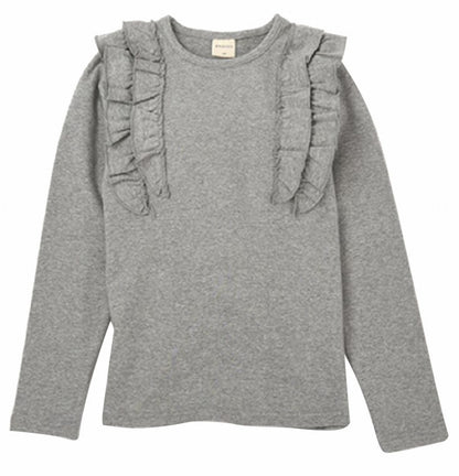 子供服 フリルトップス フリル トップス ロンT 長袖Tシャツ 杢グレー バリエーション画像