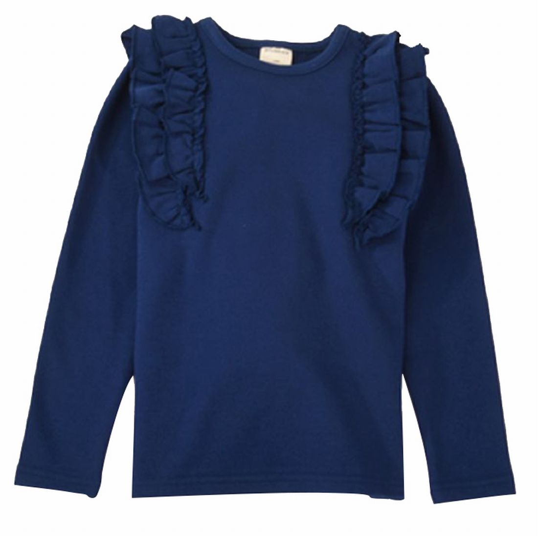 子供服 フリルトップス フリル トップス ロンT 長袖Tシャツ キッズ Tシャツ カットソー 長袖 ロングTシャツ 子供 ジュニア 女の子 100 110 120 130 140 十分袖 子ども こども ガールズ 女児 丸首 ラウンドネック クルーネック かわいい くすみカラー 無地 着まわし ヘビロテ カラバリ豊富