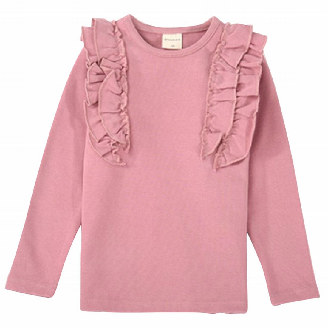子供服 フリルトップス フリル トップス ロンT 長袖Tシャツ くすみピンク バリエーション画像