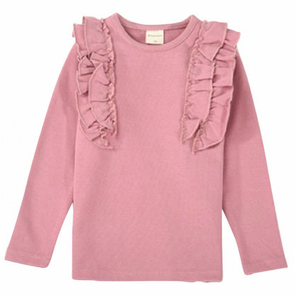 子供服 フリルトップス フリル トップス ロンT 長袖Tシャツ くすみピンク バリエーション画像
