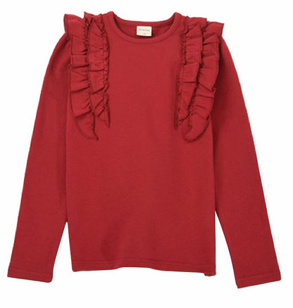 子供服 フリルトップス フリル トップス ロンT 長袖Tシャツ ルビーレッド バリエーション画像